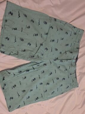 Mint Green Palm Tree Casual Shorts Mens Size 36